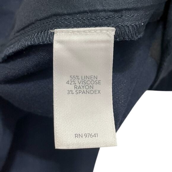 J.Jill Linen Stretch Straight Leg Flat Front Pull On Pants Blue Size MP Classic - Picture 11 of 11